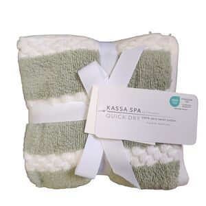 Kassatex Kassa Spa Striped Washcloths Set 100% Cotton